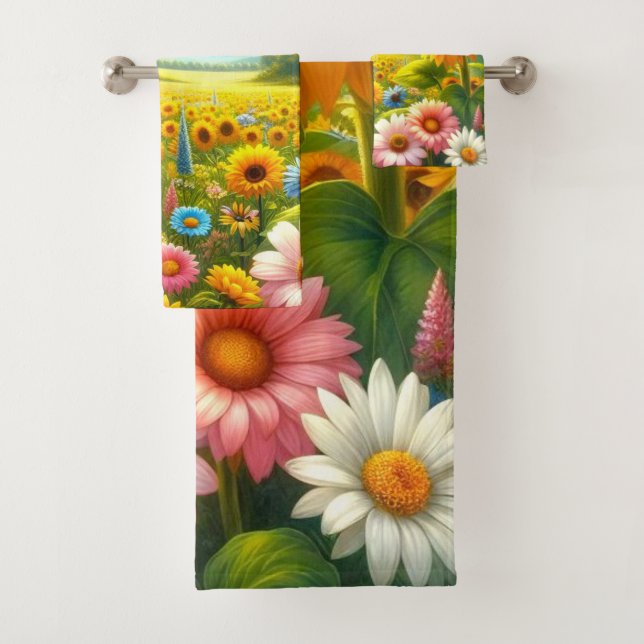 Colorful Wildflowers  Bath Towel Set (Insitu)