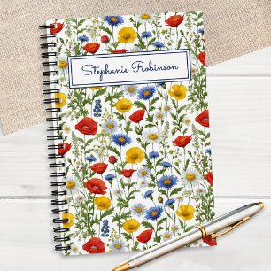 Colorful Wildflowers Beautiful Floral Personalized Notebook