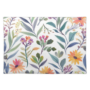 Colorful Wildflowers   Beautiful Floral Watercolor Cloth Placemat