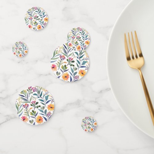 Colorful Wildflowers | Beautiful Floral Watercolor Confetti