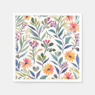 Colorful Wildflowers | Beautiful Floral Watercolor Napkins
