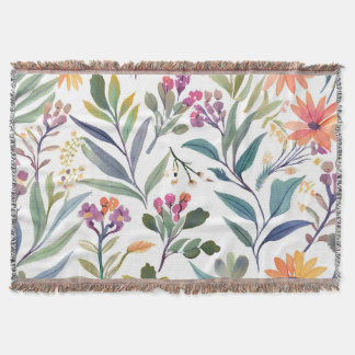 Colorful Wildflowers | Beautiful Floral Watercolor Throw Blanket
