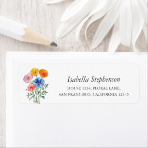 Colorful Wildflowers Boho Return Address Label