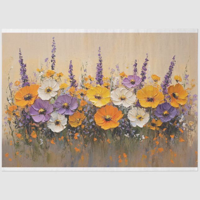 Colorful Wildflowers Bold Fine Art Decoupage Tissue Paper (Front)