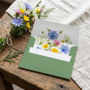 Colorful Wildflowers Botanical Floral Invitation Envelope
