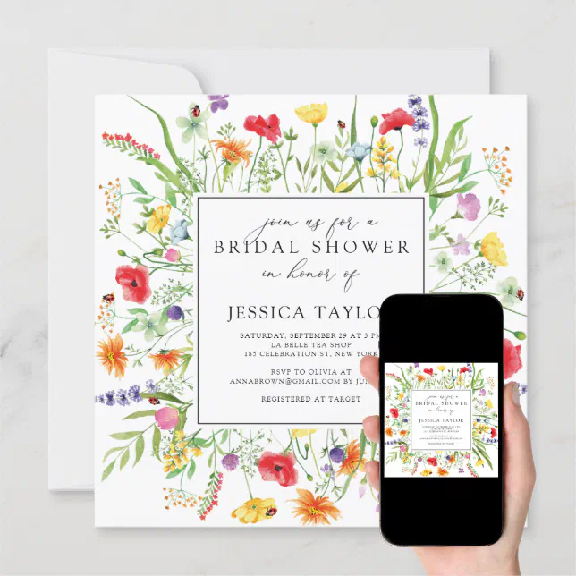 Colorful Wildflowers Bridal Shower Invitation Zazzle