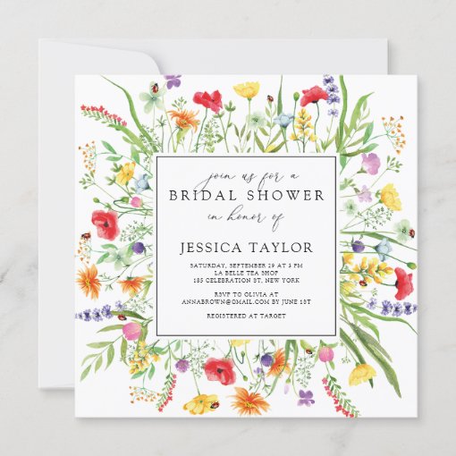 Colorful Wildflowers Bridal Shower Invitation Zazzle