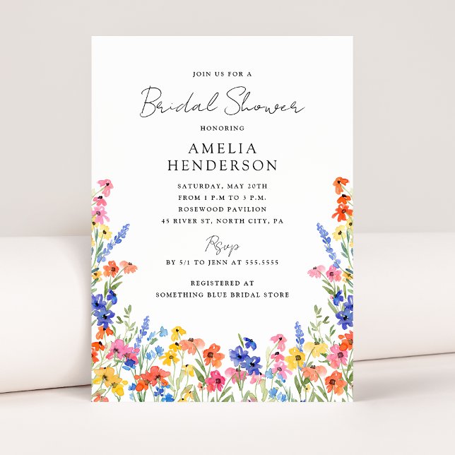 Colorful Wildflowers Bridal Shower Invitation (Creator Uploaded)