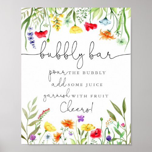 Colorful wildflowers Bubbly bar sign