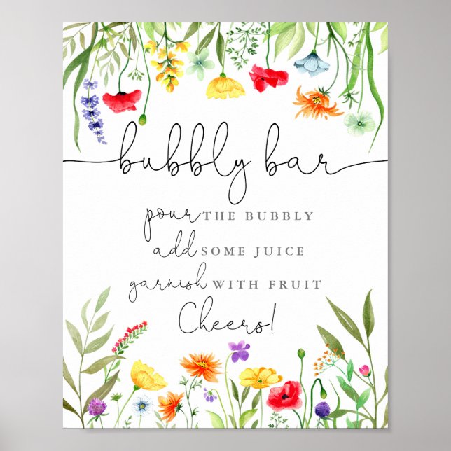 Colorful wildflowers Bubbly bar sign (Front)