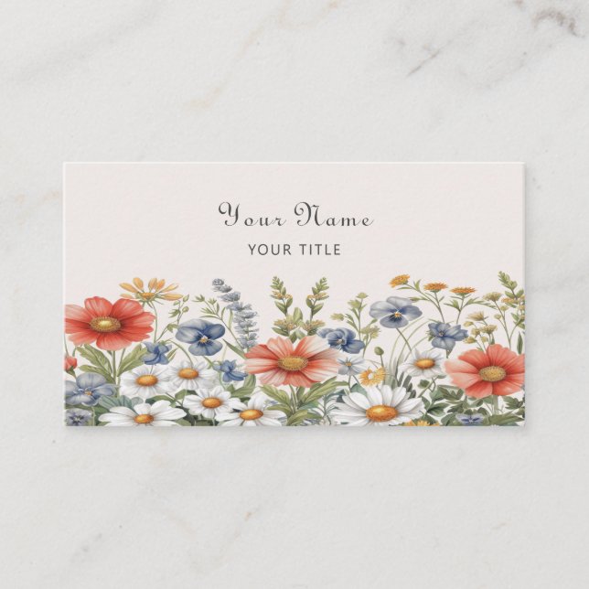 Colorful Wildflowers Business Card (Front)