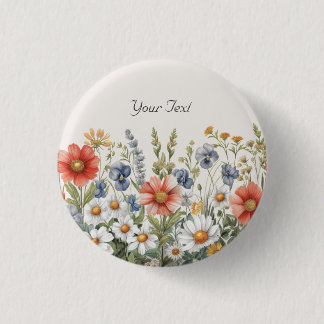 Colorful Wildflowers Button