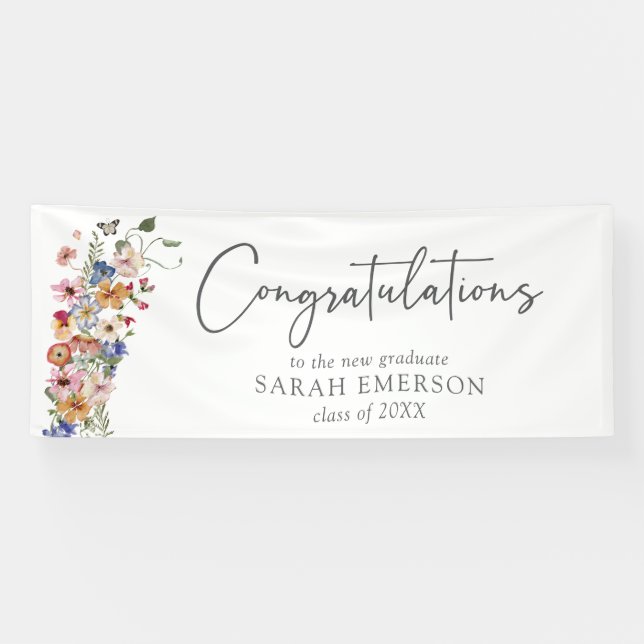 Colorful Wildflowers Congratulations Banner (Horizontal)
