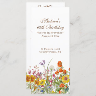 Colorful Wildflowers Country 65th Birthday Menu