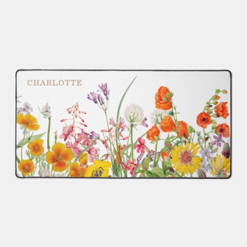 Colorful Wildflowers Country Flowers Personalized Desk Mat