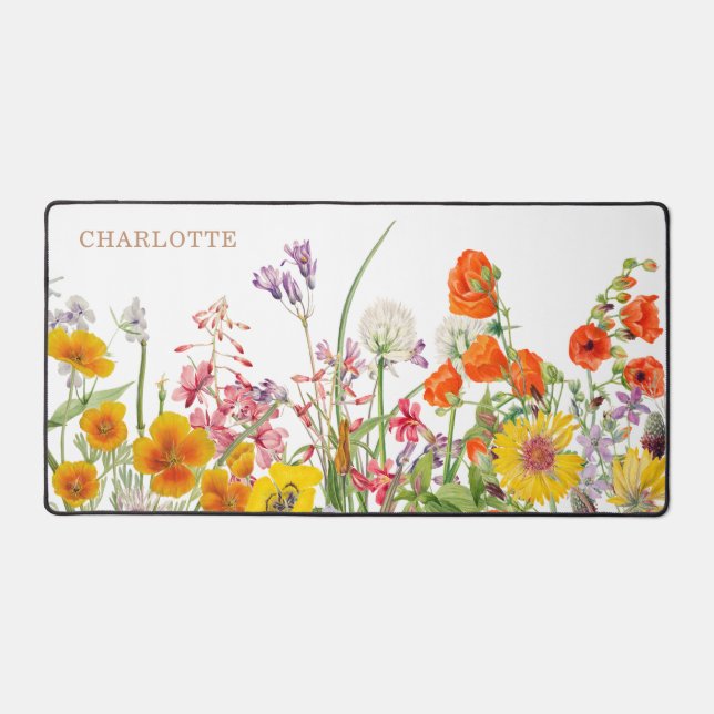 Colorful Wildflowers Country Flowers Personalized Desk Mat (Front)
