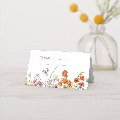 Colorful Wildflowers Country Wedding Place Card