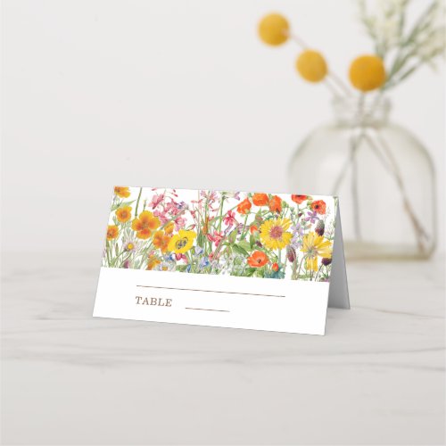 Colorful Wildflowers Country Wedding Place Card