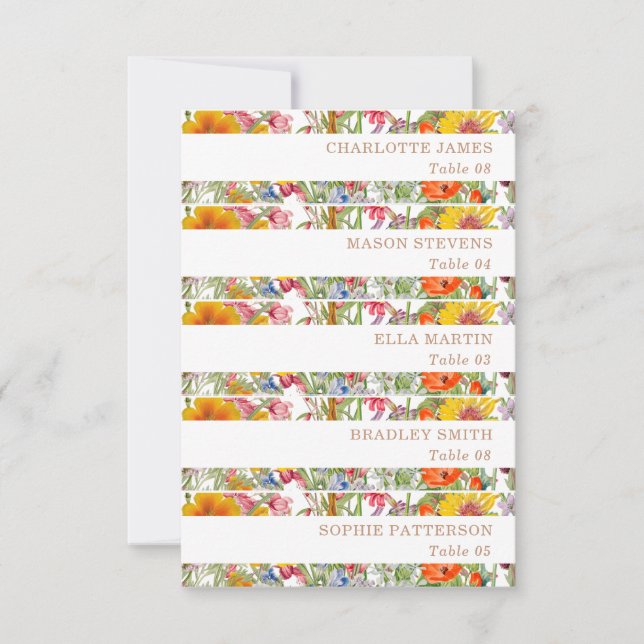 Colorful Wildflowers Country Wedding  Place Cards (Front)