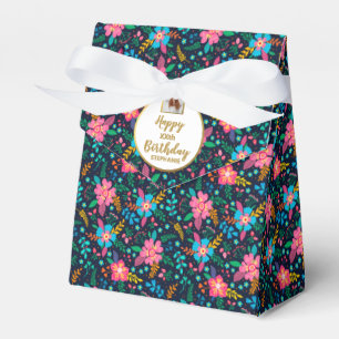 Colorful Wildflowers, Custom Photo, Birthday Party Favor Boxes