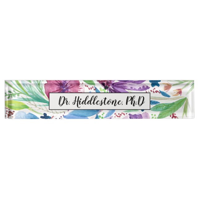 Colorful wildflowers desk name plate (Front)