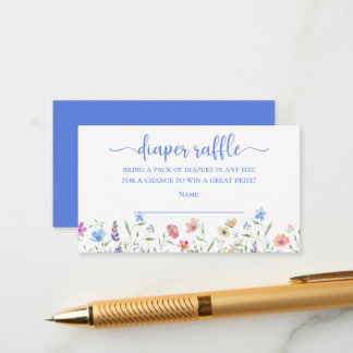 Colorful Wildflowers Diaper Raffle Baby Shower Enclosure Card
