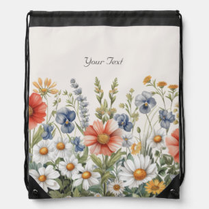 Colorful Wildflowers Drawstring Backpack