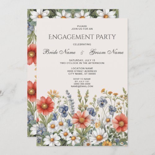 Colorful Wildflowers Engagement Invitation