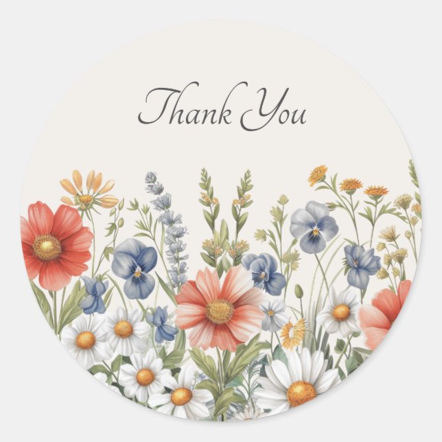 Colorful Wildflowers Envelope Seal Sticker (Front)
