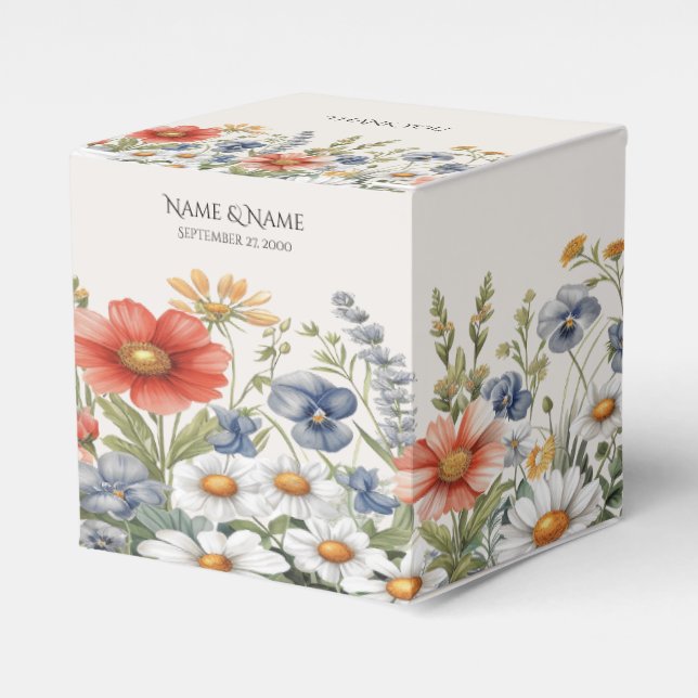 Colorful Wildflowers Favor Box (Front Side)