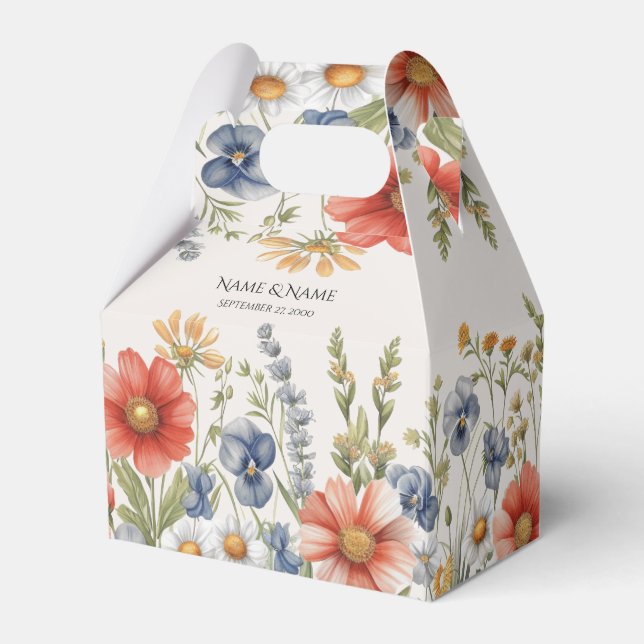 Colorful Wildflowers Favor Box (Front Side)