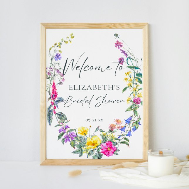 Colorful Wildflowers Floral Calligraphy Welcome Poster (Creator Uploaded)