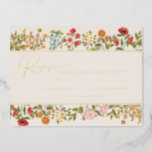 Colorful Wildflowers Floral Garden Rsvp Real Gold Foil Invitation Postcard at Zazzle