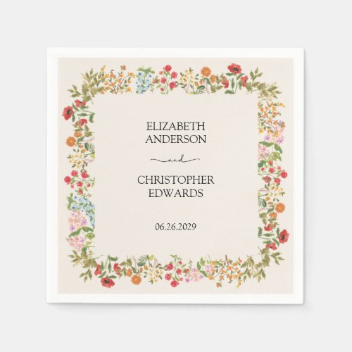 Colorful Wildflowers Floral Garden Wedding Napkins