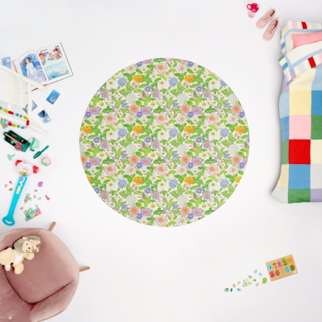 Colorful Wildflowers Floral Pattern  Rug (Insitu (Babyroom))