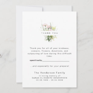 Colorful Wildflowers Funeral Thank You Card