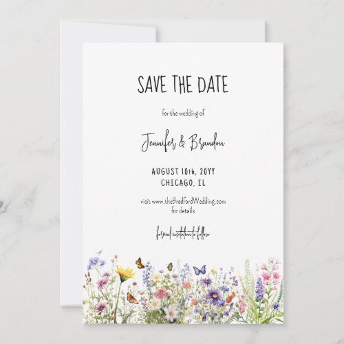 Colorful wildflowers garden Save the Date Photo Invitation