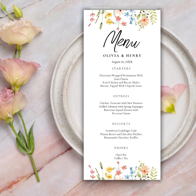 Colorful Wildflowers Garden Wedding Menu (Creator Uploaded)