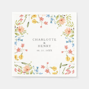 Colorful Wildflowers Garden Wedding  Napkins