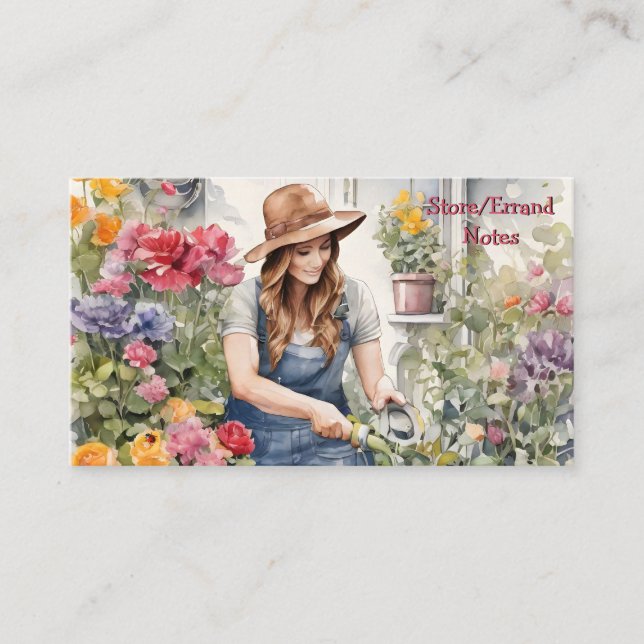 Colorful Wildflowers Gardener Floral Errand Notes Business Card (Front)