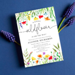 Colorful wildflowers gender neutral baby shower invitation