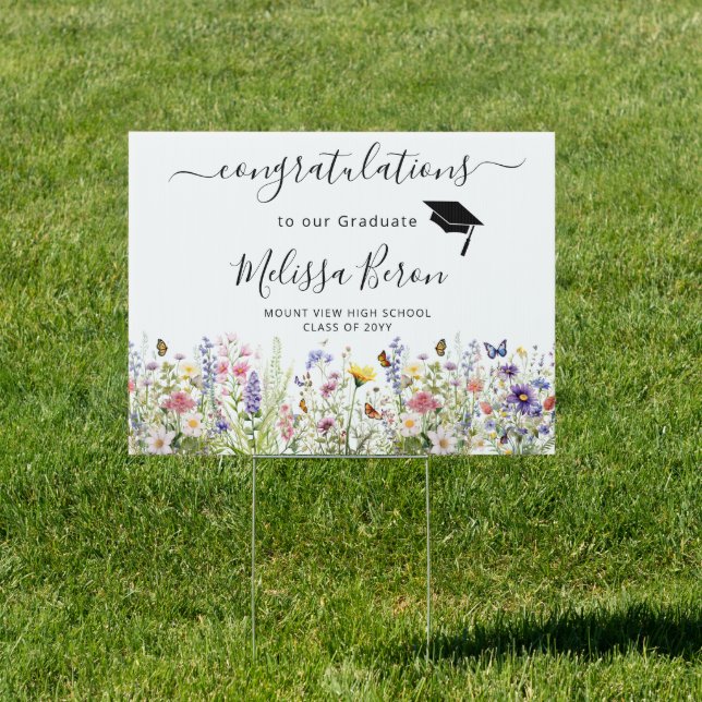 Colorful Wildflowers Graduation Banner Sign (Insitu)