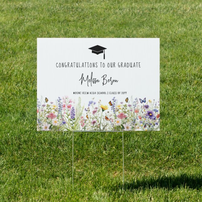 Colorful Wildflowers Graduation Banner Sign (Insitu)