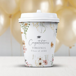 Colorful Wildflowers Graduation Paper Cups