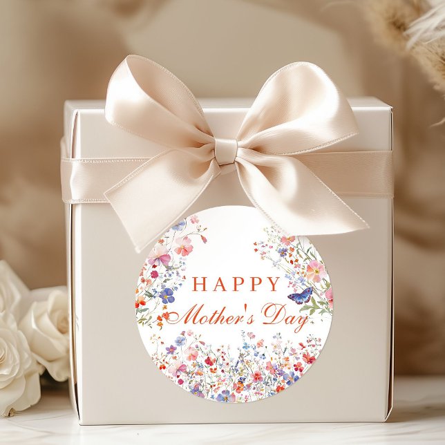 Colorful Wildflowers Happy Mother's Day Sticker (Colorful Wildfower Happy Mother's Day Favor gift stickers)