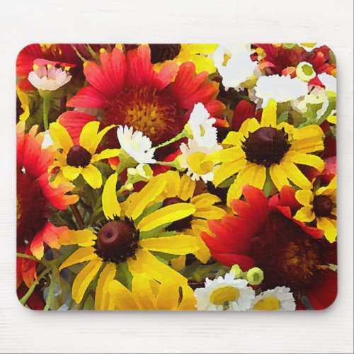Colorful Wildflowers Impressionist Style Art Mouse Pad