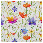Colorful Wildflowers in a Field Fabric