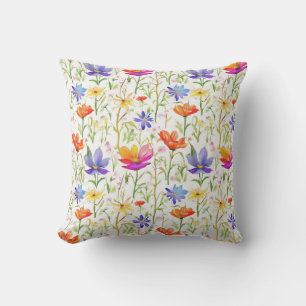 Colorful Wildflowers in a Field Outdoor Pillow