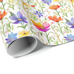 Colorful Wildflowers in a Field Wrapping Paper