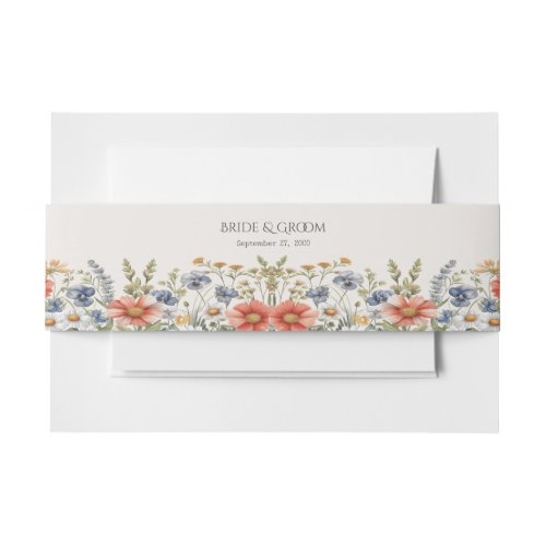 Colorful Wildflowers Invitation Belly Band